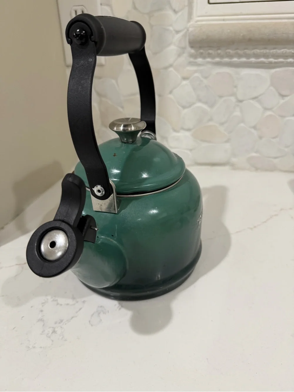 Le Creuset Green Enamel Stovetop Whistling Tea Demi Kettle